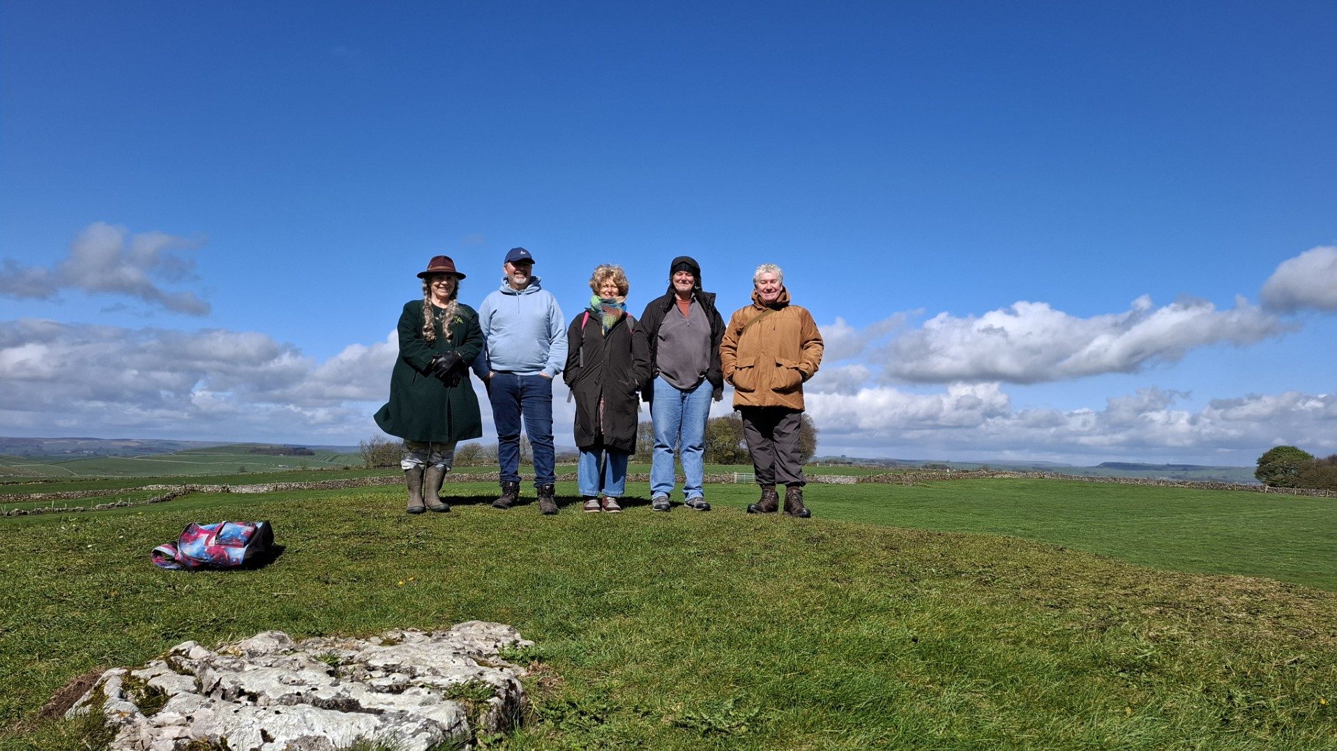 Members of The Geomancy Group on Gib Hill in Derbyshire, April 2026